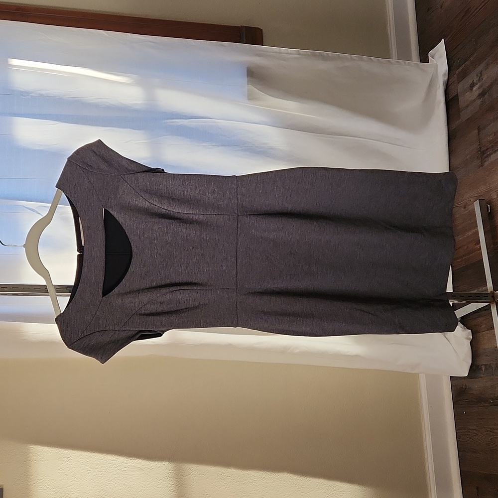 Banana republic cap sleeve cut out pencil dress grey gray 2 EUC